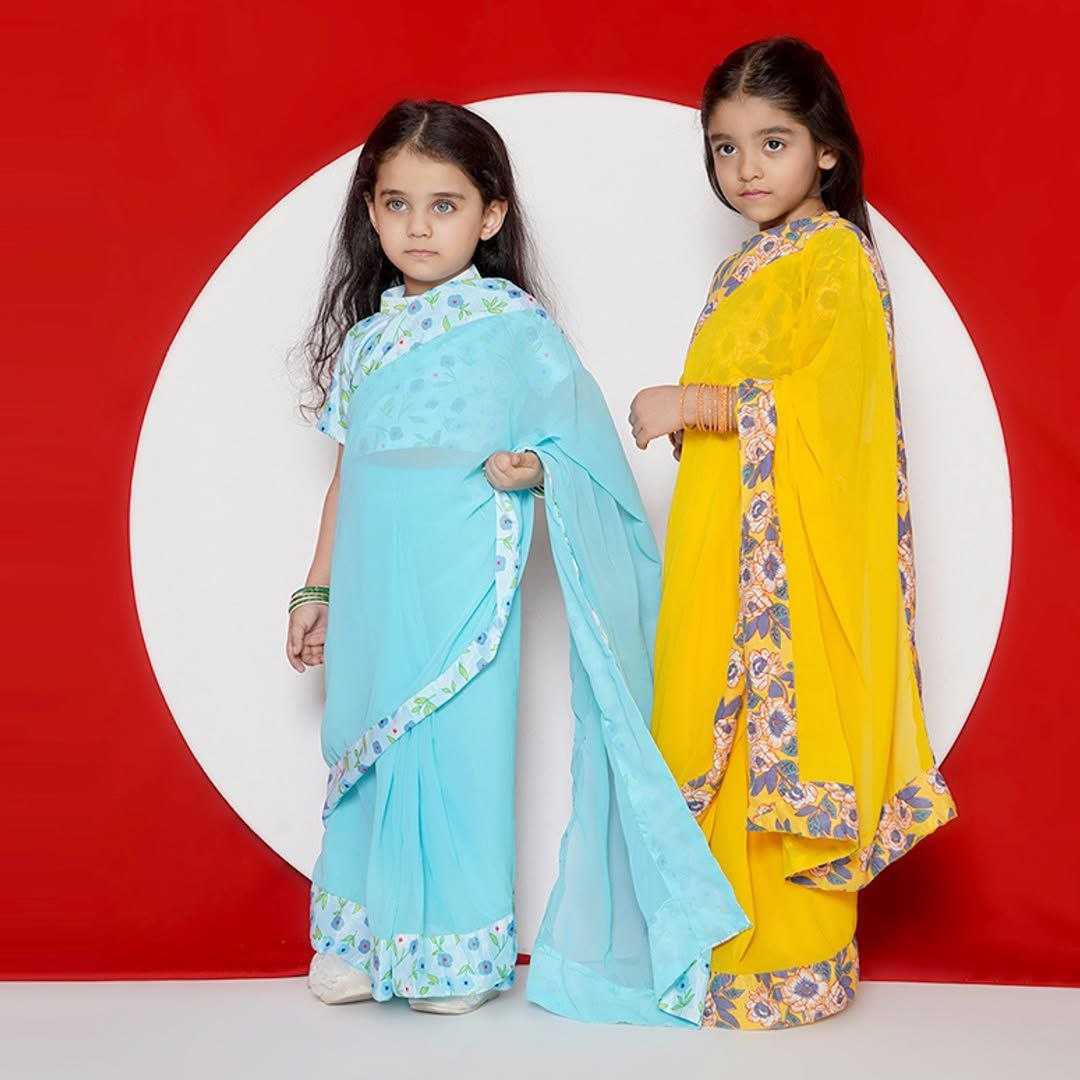 Ynf Soft Dola KESH505 ADITI Kids Wear Wholesale Kids Saree Dress Kids Festive Wear Kids Party Wear Ethnic Manufacturer- Kids Exports