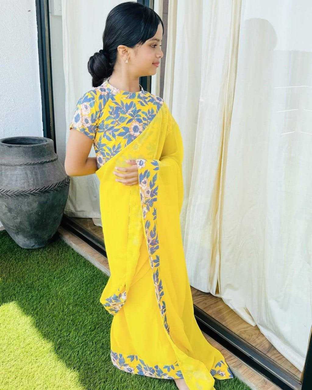 Ynf Soft Dola KESH505 ADITI Kids Wear Wholesale Kids Saree Dress Kids Festive Wear Kids Party Wear Ethnic Manufacturer- Kids Exports