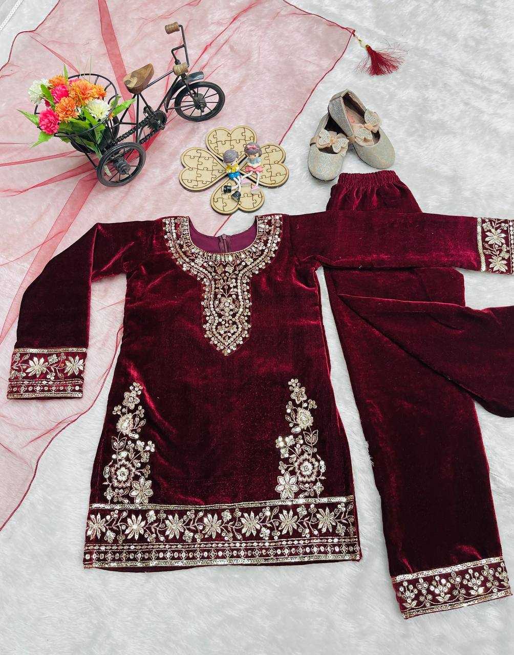 Ynf Velvet KESH415 237 Kids Wear Wholesale Kids Top & Pant Kids Co-ord Set Girls Kurti Manufacturer- Kids Exports