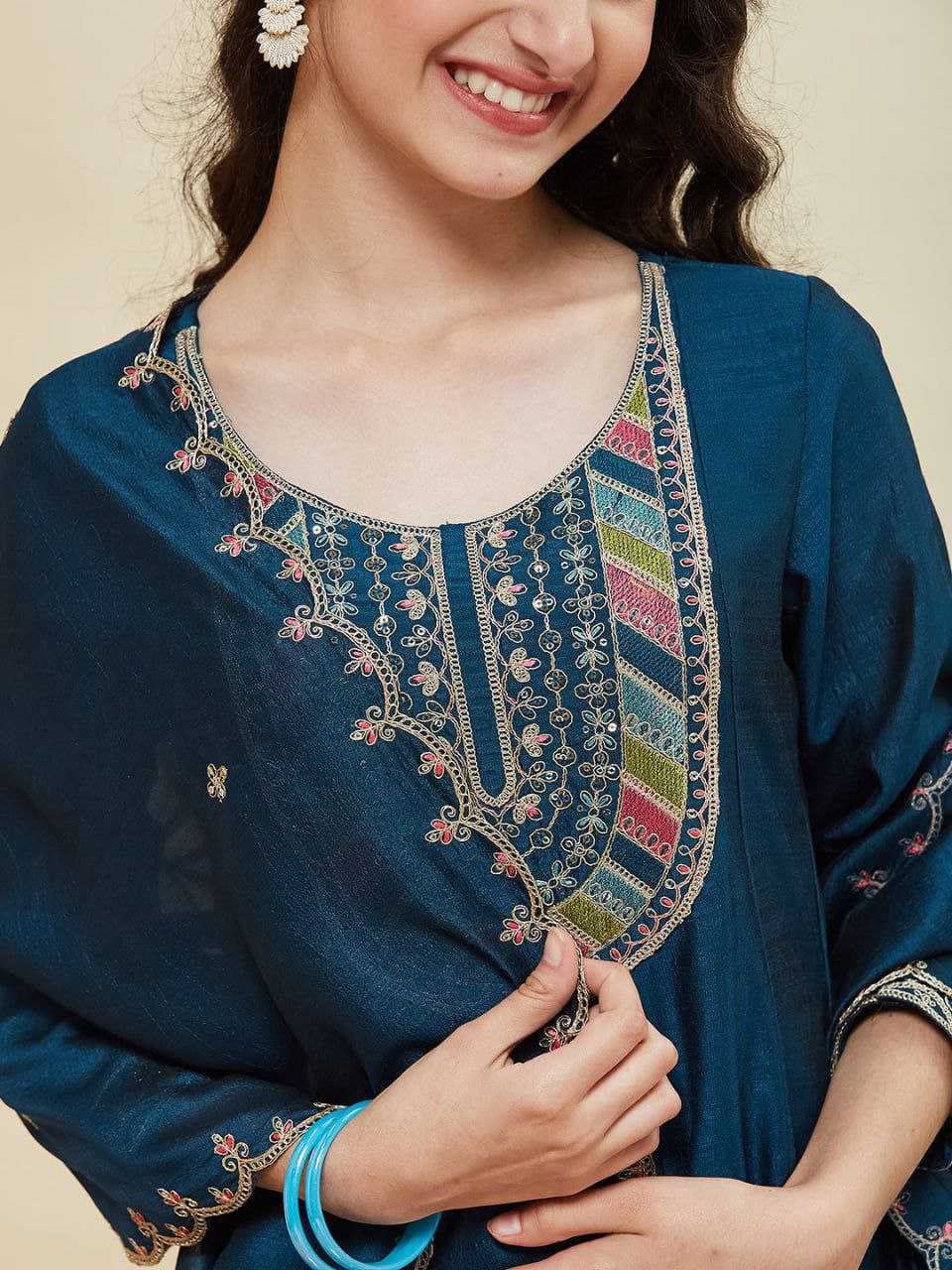 Ynf Vichitra Silk KESH461 171 Kids Wear Festive Collections Wholesale Embroidered Frock Kids Anarkali Suits Kids Party Wear Ethnic Manufacturer- Kids Exports