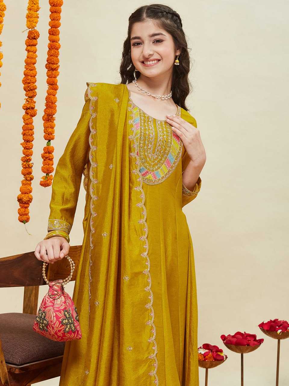 Ynf Vichitra Silk KESH642 ??? Kids Wear Wholesale Girls Kurti Kids Traditional Outfits Kids Anarkali Suits Manufacturer- Kids Exports