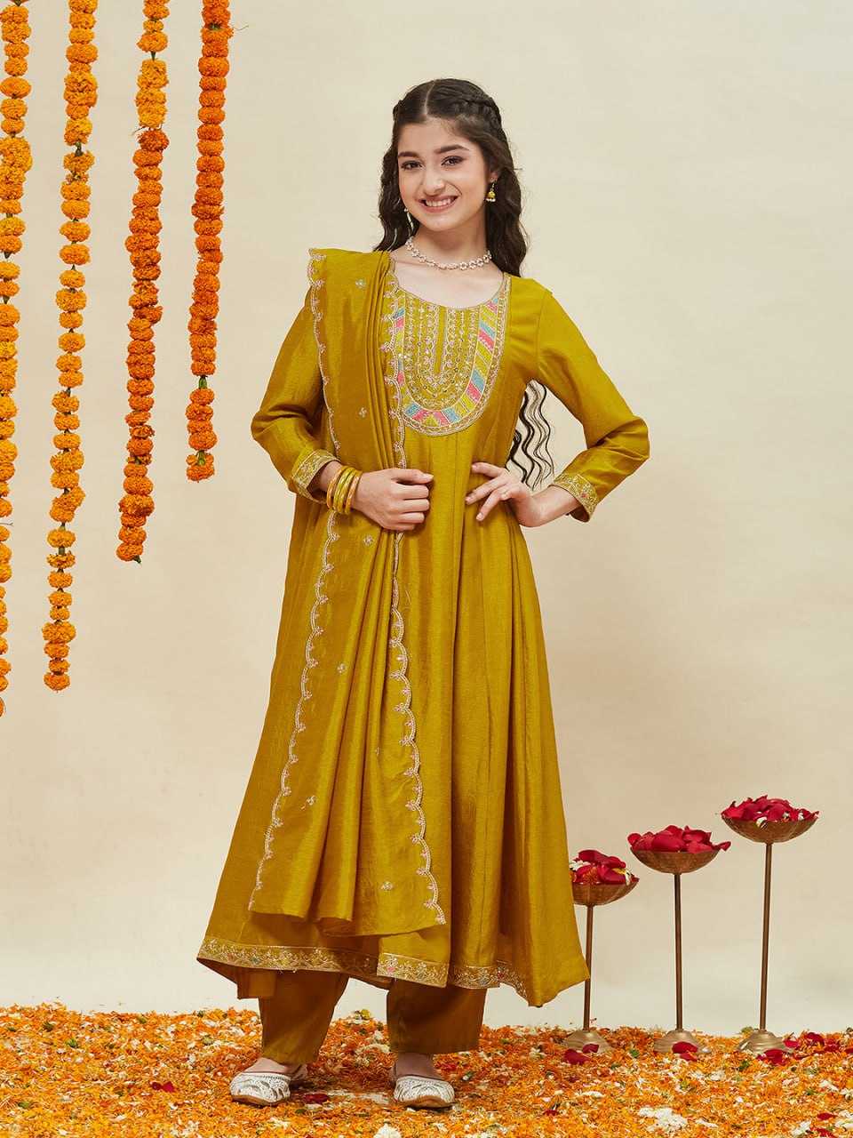 Ynf Vichitra Silk KESH642 ??? Kids Wear Wholesale Girls Kurti Kids Traditional Outfits Kids Anarkali Suits Manufacturer- Kids Exports
