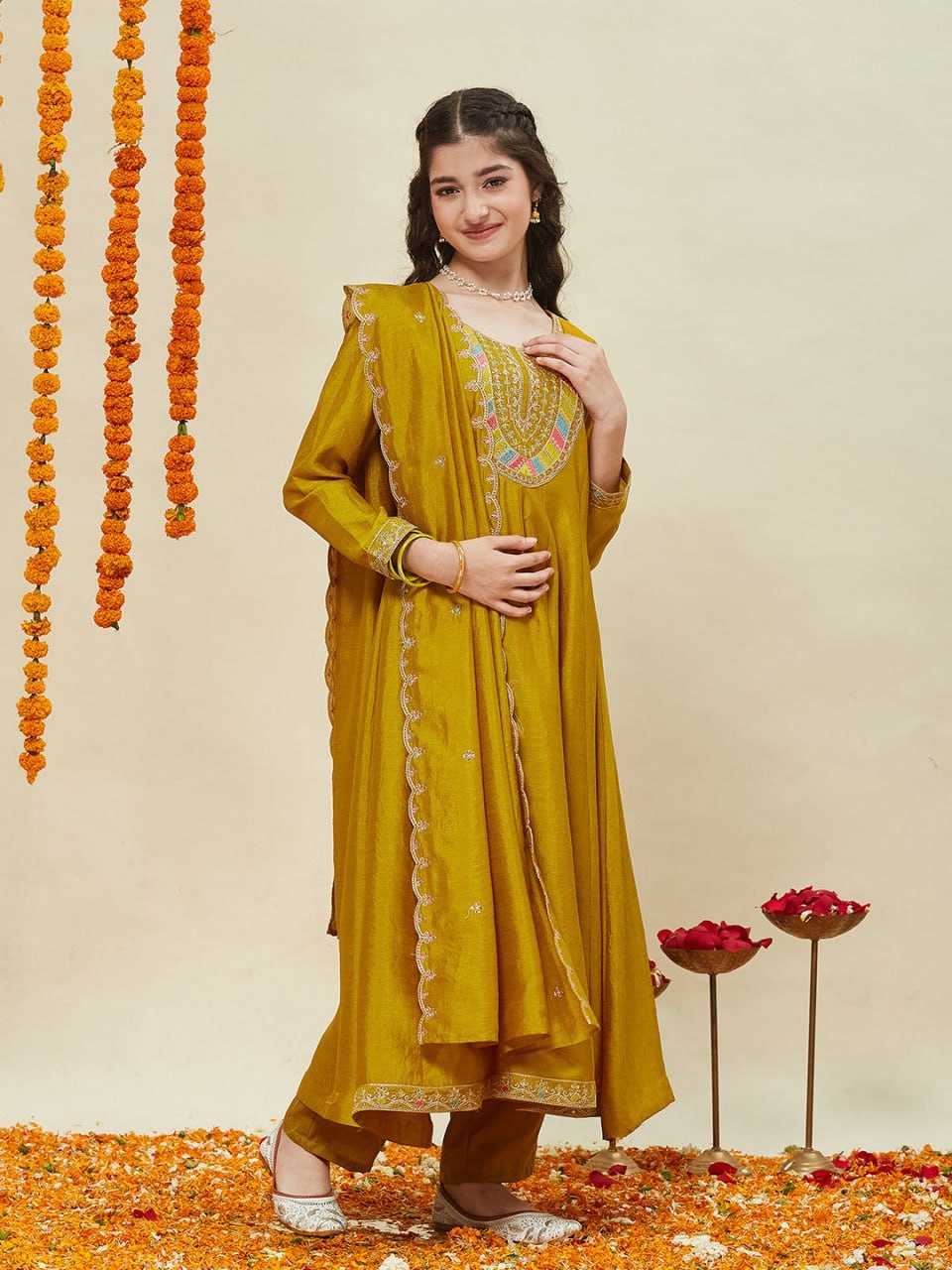 Ynf Vichitra Silk KESH642 ??? Kids Wear Wholesale Girls Kurti Kids Traditional Outfits Kids Anarkali Suits Manufacturer- Kids Exports
