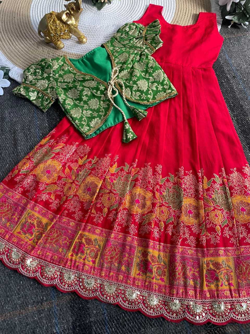 Ynf Viscose KESH505 Pongal Kids Wear Festive Collections Wholesale Kids Ethnic Gowns Kids Festive Wear Pongal Collections Manufacturer- Kids Exports