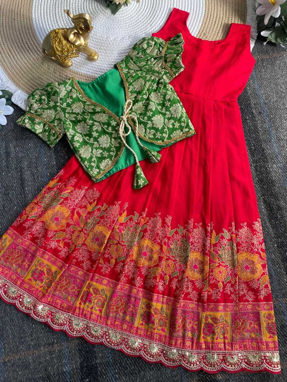 Ynf Viscose KESH505 Pongal Kids Wear Festive Collections Wholesale Kids Ethnic Gowns Kids Festive Wear Pongal Collections Manufacturer- Kids Exports