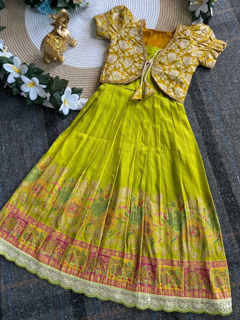 Ynf Viscose KESH505 Pongal Kids Wear Festive Collections Wholesale Kids Ethnic Gowns Kids Festive Wear Pongal Collections Manufacturer- Kids Exports