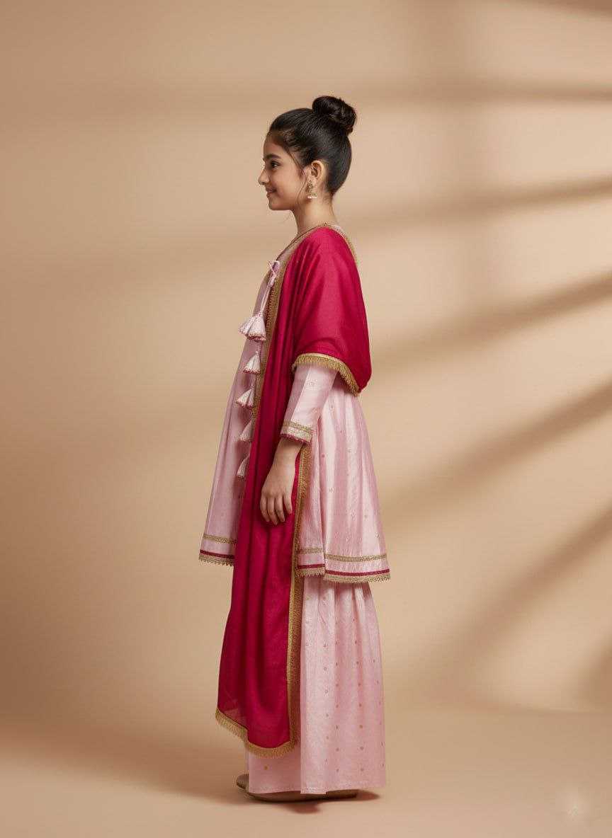 Ynf Chanderi Cotton KESH461 223 Kids Wear Wholesale Kids Sharara Kids Festive Wear Kids Party Wear Ethnic Manufacturer- Kids Exports