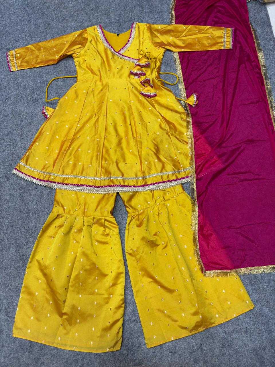 Ynf Chanderi Cotton KESH642 069 Kids Wear Wholesale Girls Kurti Kids Traditional Outfits Kids Festive Wear Manufacturer- Kids Exports