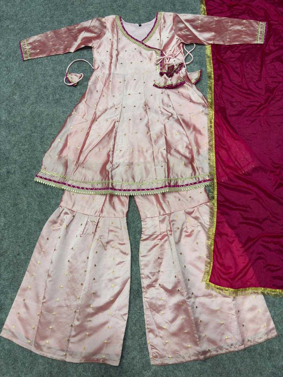Ynf Chanderi Cotton KESH642 069 Kids Wear Wholesale Girls Kurti Kids Traditional Outfits Kids Festive Wear Manufacturer- Kids Exports