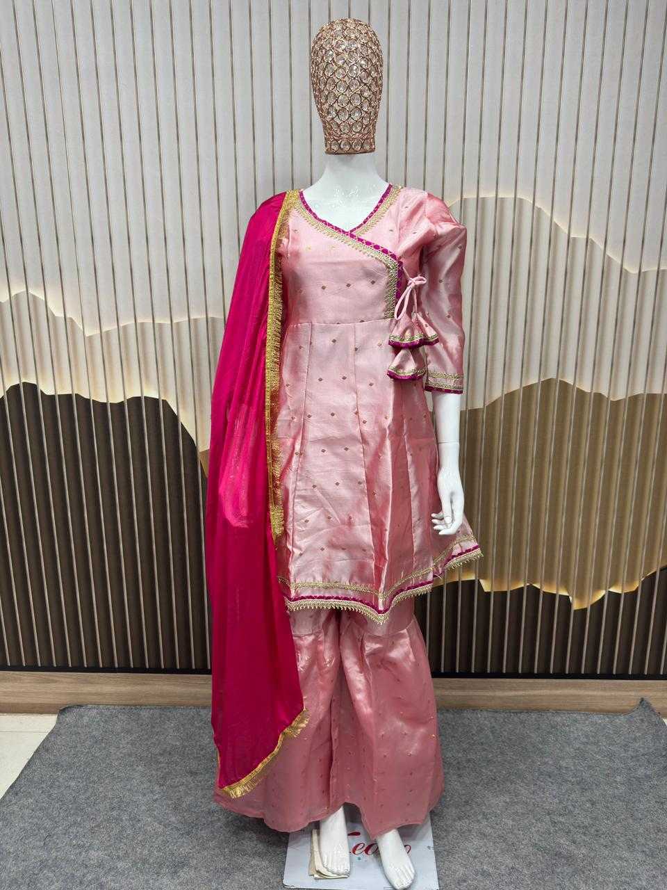 Ynf Chanderi Cotton KESH642 069 Kids Wear Wholesale Girls Kurti Kids Traditional Outfits Kids Festive Wear Manufacturer- Kids Exports