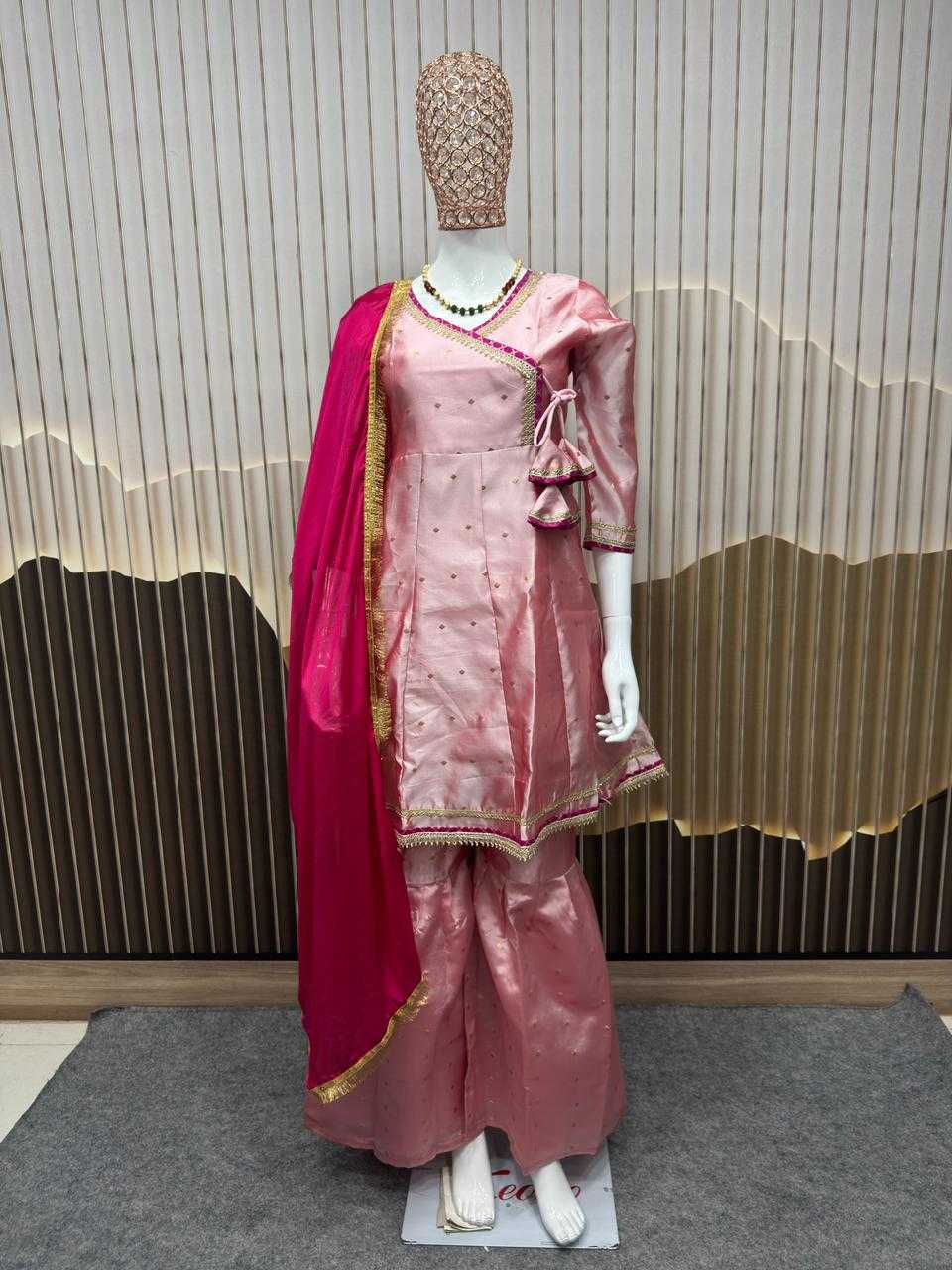 Ynf Chanderi Cotton KESH642 069 Kids Wear Wholesale Girls Kurti Kids Traditional Outfits Kids Festive Wear Manufacturer- Kids Exports