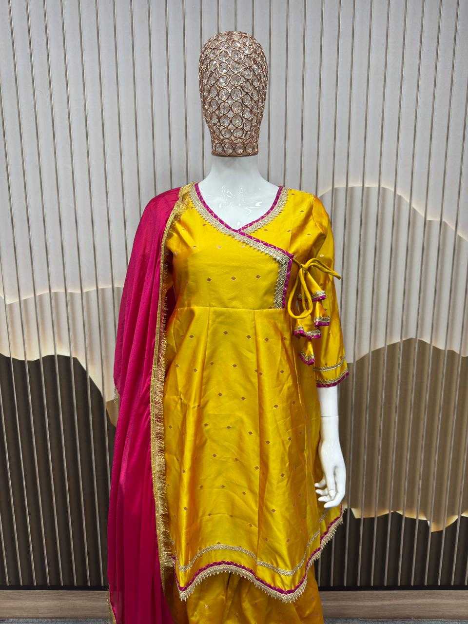 Ynf Chanderi Cotton KESH642 069 Kids Wear Wholesale Girls Kurti Kids Traditional Outfits Kids Festive Wear Manufacturer- Kids Exports