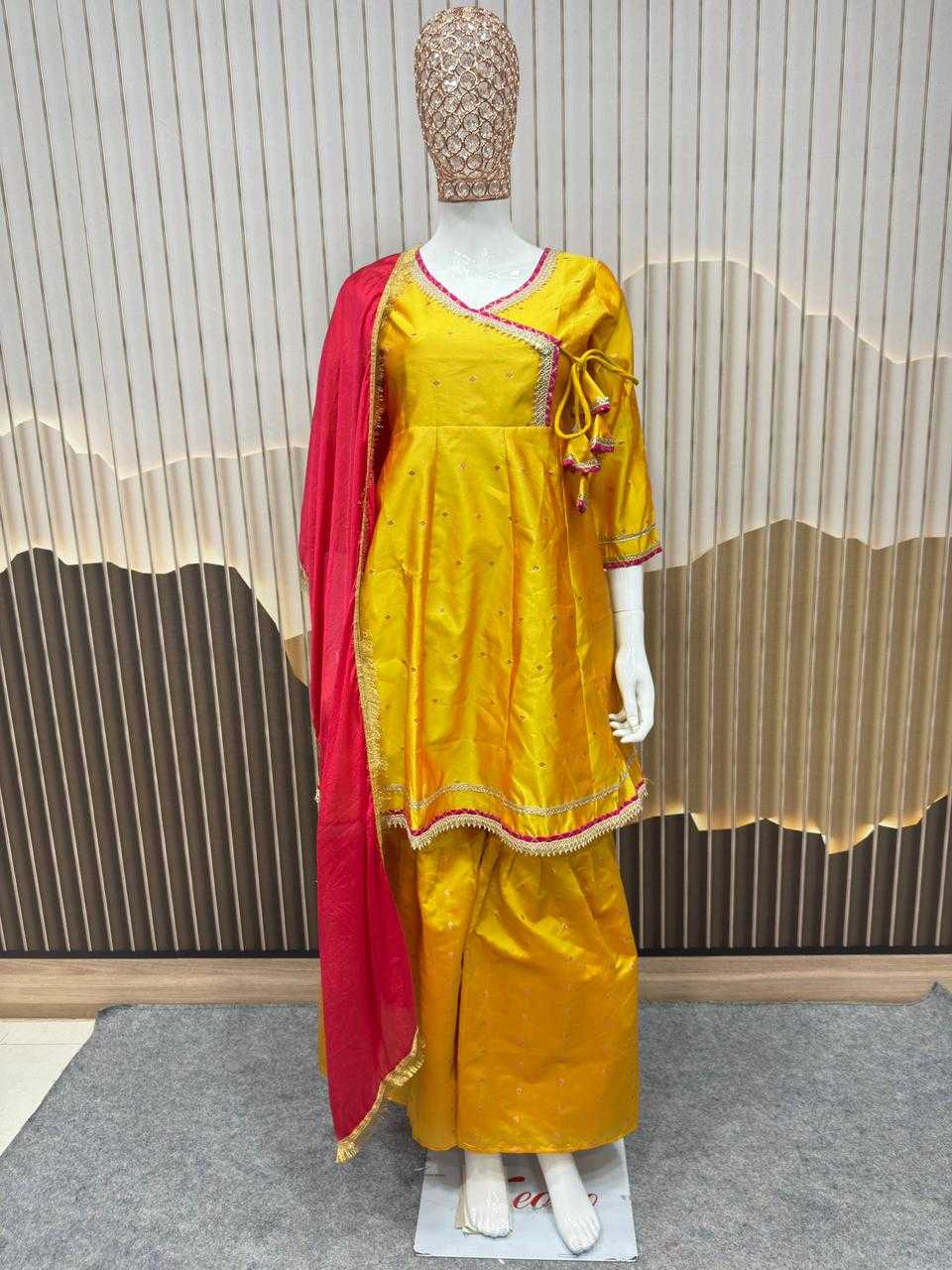 Ynf Chanderi Cotton KESH642 069 Kids Wear Wholesale Girls Kurti Kids Traditional Outfits Kids Festive Wear Manufacturer- Kids Exports