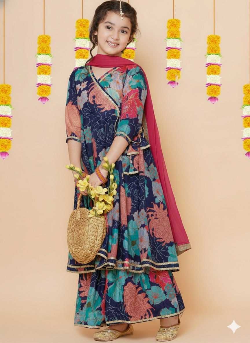 Ynf Chanderi Silk KESH642 078 Kids Wear Wholesale Kids Sharara Kids Co-ord Set Girls Kurti Manufacturer- Kids Exports