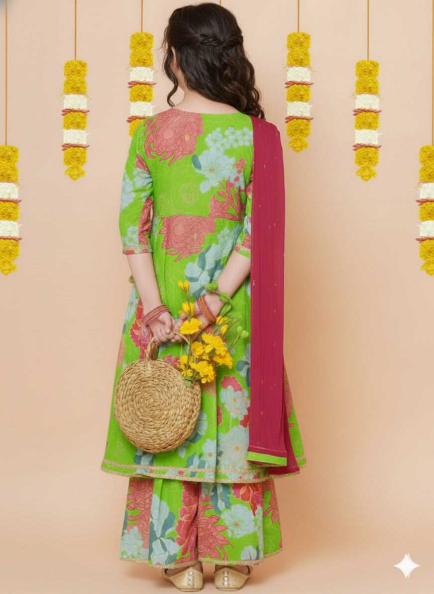 Ynf Chanderi Silk KESH642 078 Kids Wear Wholesale Kids Sharara Kids Co-ord Set Girls Kurti Manufacturer- Kids Exports