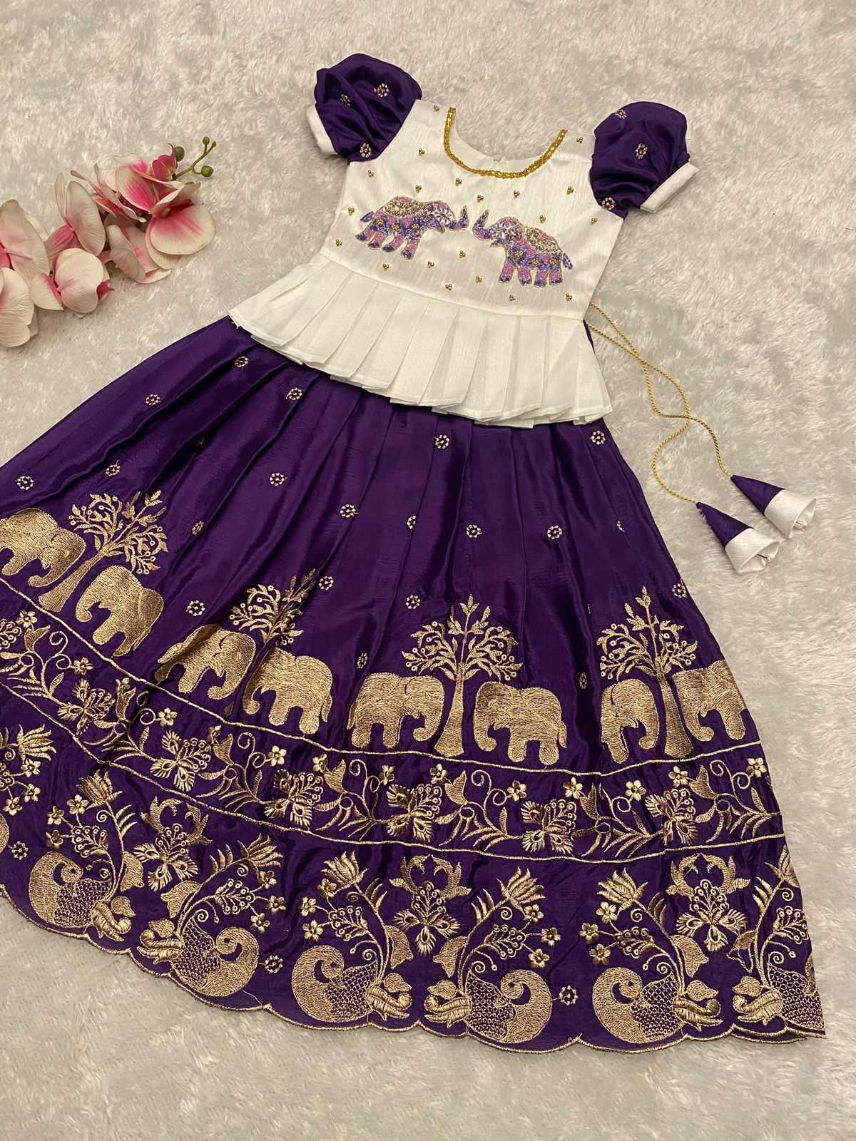 Ynf Chinon Silk RIN235 Soft Chinnon Kids Wear Wholesale Kids Lehenga Choli Kids Festive Wear Kids Wedding Outfits Manufacturer- Kids Exports