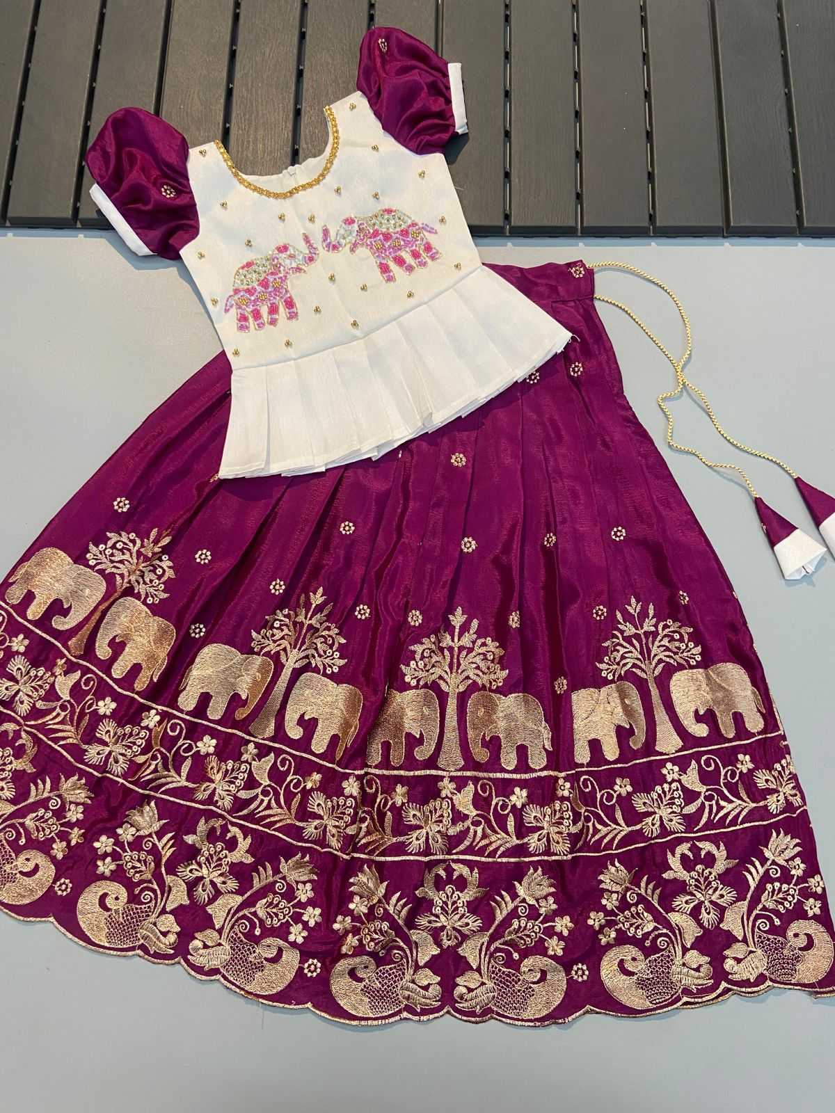 Ynf Chinon Silk RIN235 Soft Chinnon Kids Wear Wholesale Kids Lehenga Choli Kids Festive Wear Kids Wedding Outfits Manufacturer- Kids Exports