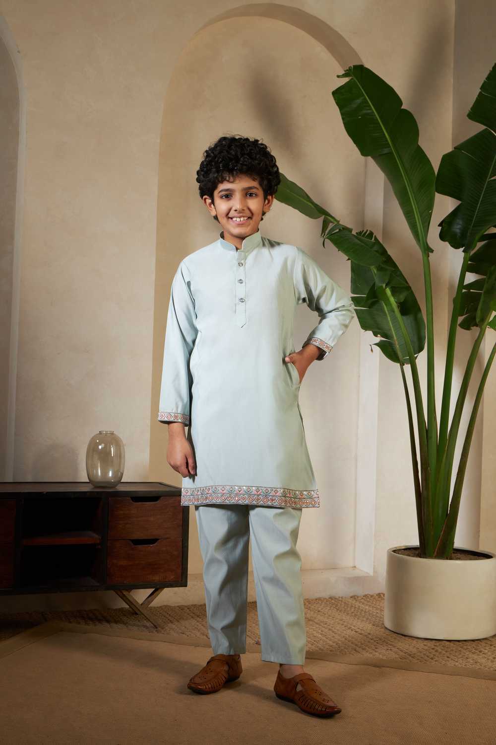 Ynf Cotton RIN202 Little Viraasat Kids Wear Wholesale Kids Kurta Pajama Kids Ethnic Gowns Kids Festive Wear Manufacturer- Kids Exports