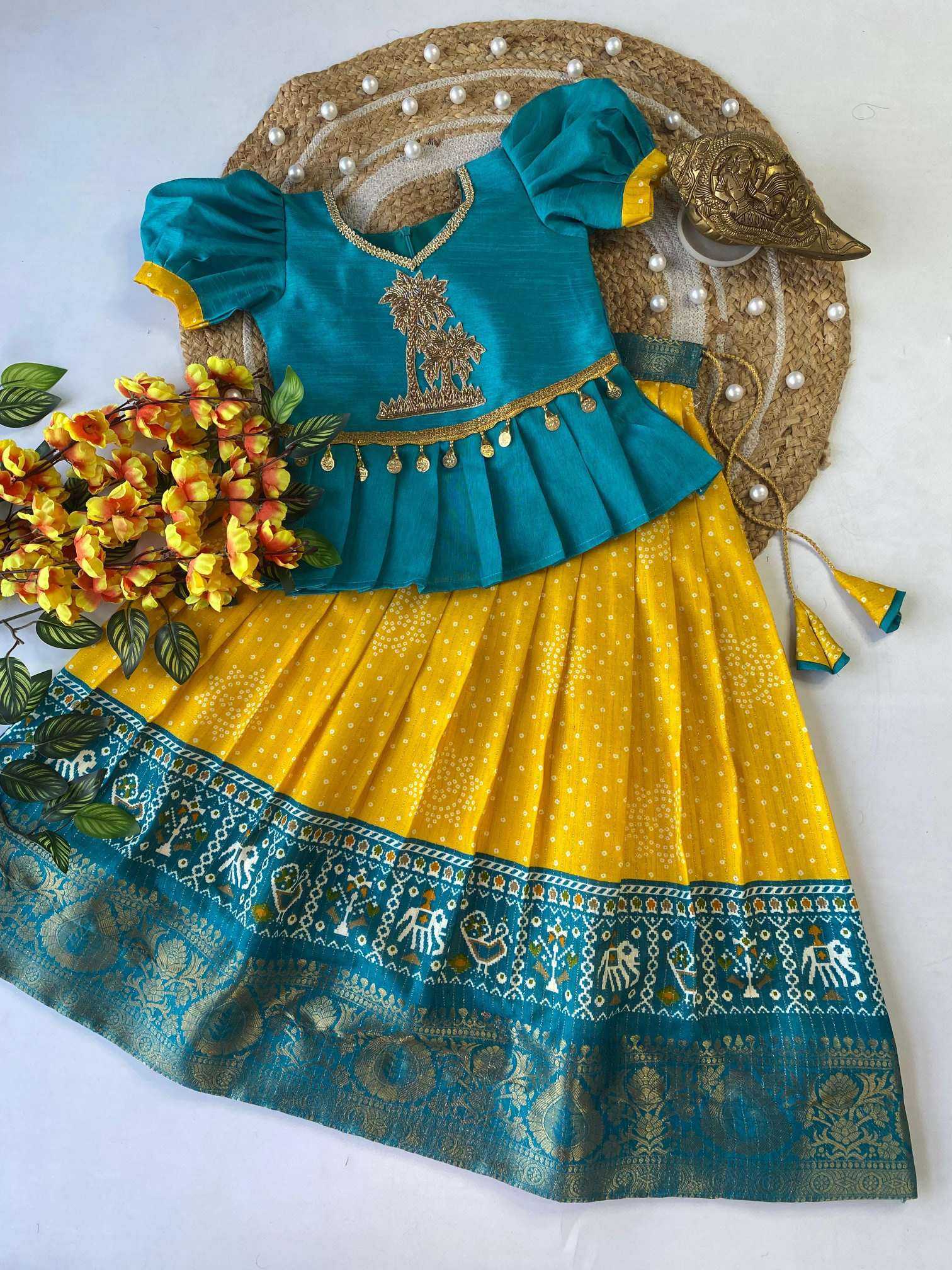 Ynf Dola Silk RIN235 tree work Kids Wear Wholesale Kids Ethnic Wear Kids Traditional Outfits Kids Lehenga Choli Manufacturer- Kids Exports
