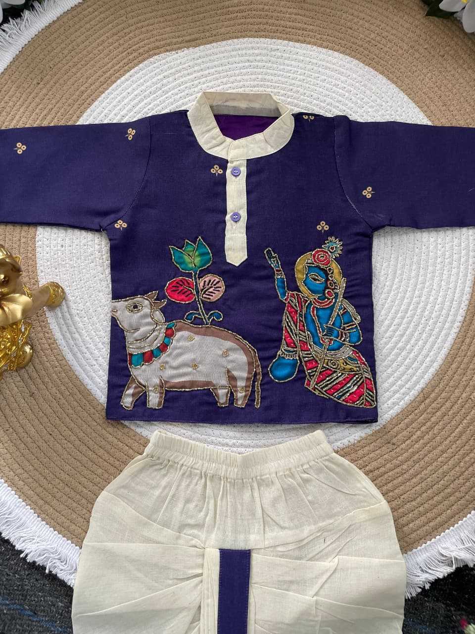 Ynf Fancy KESH505 Kalamkari Kids Wear Wholesale Kids Dhoti Kurta Kids Ethnic Wear Kids Traditional Outfits Manufacturer- Kids Exports