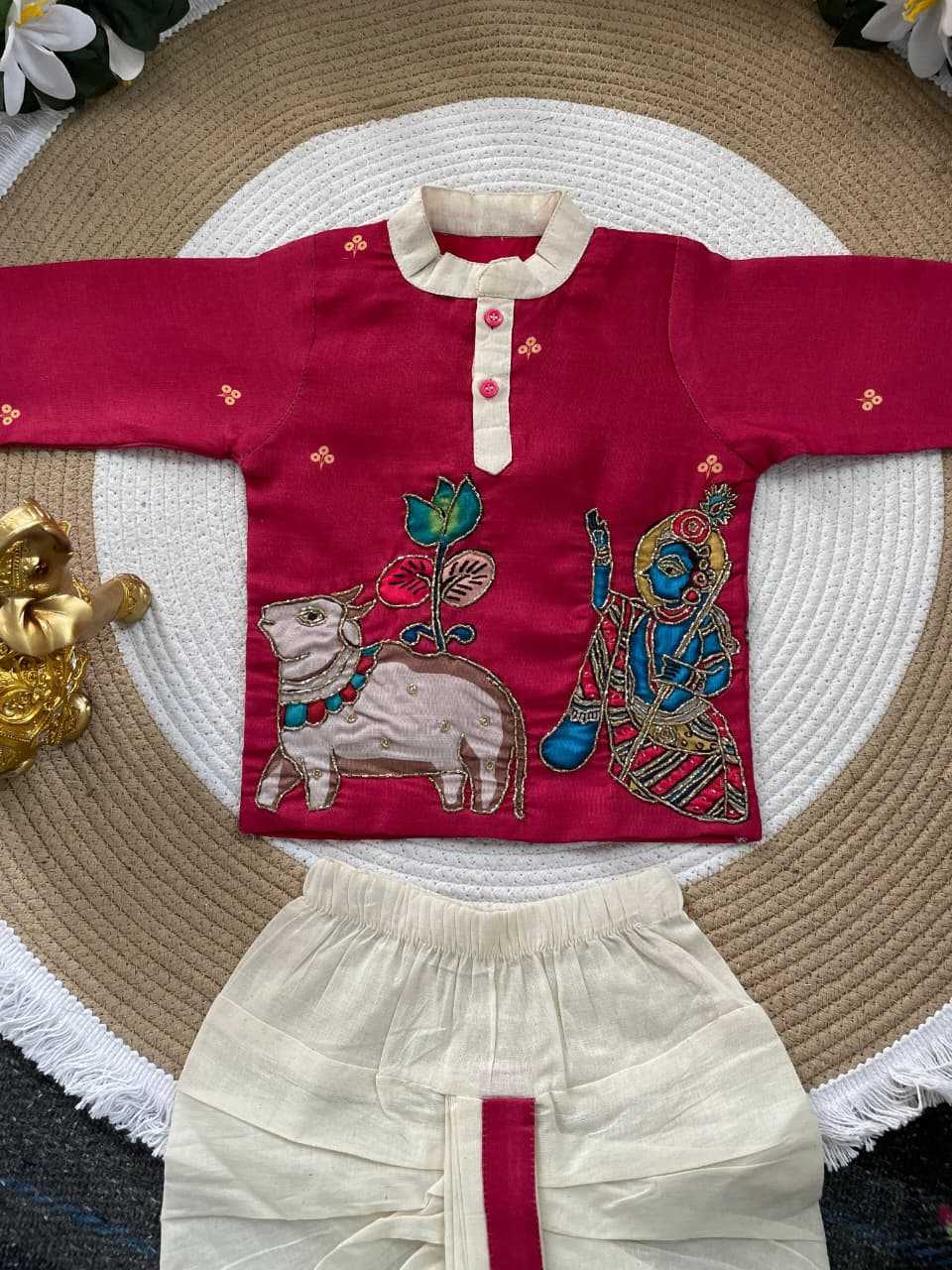 Ynf Fancy KESH505 Kalamkari Kids Wear Wholesale Kids Dhoti Kurta Kids Ethnic Wear Kids Traditional Outfits Manufacturer- Kids Exports