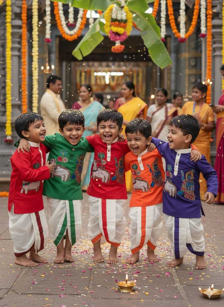 Ynf Fancy KESH505 Kalamkari Kids Wear Wholesale Kids Dhoti Kurta Kids Ethnic Wear Kids Traditional Outfits Manufacturer- Kids Exports