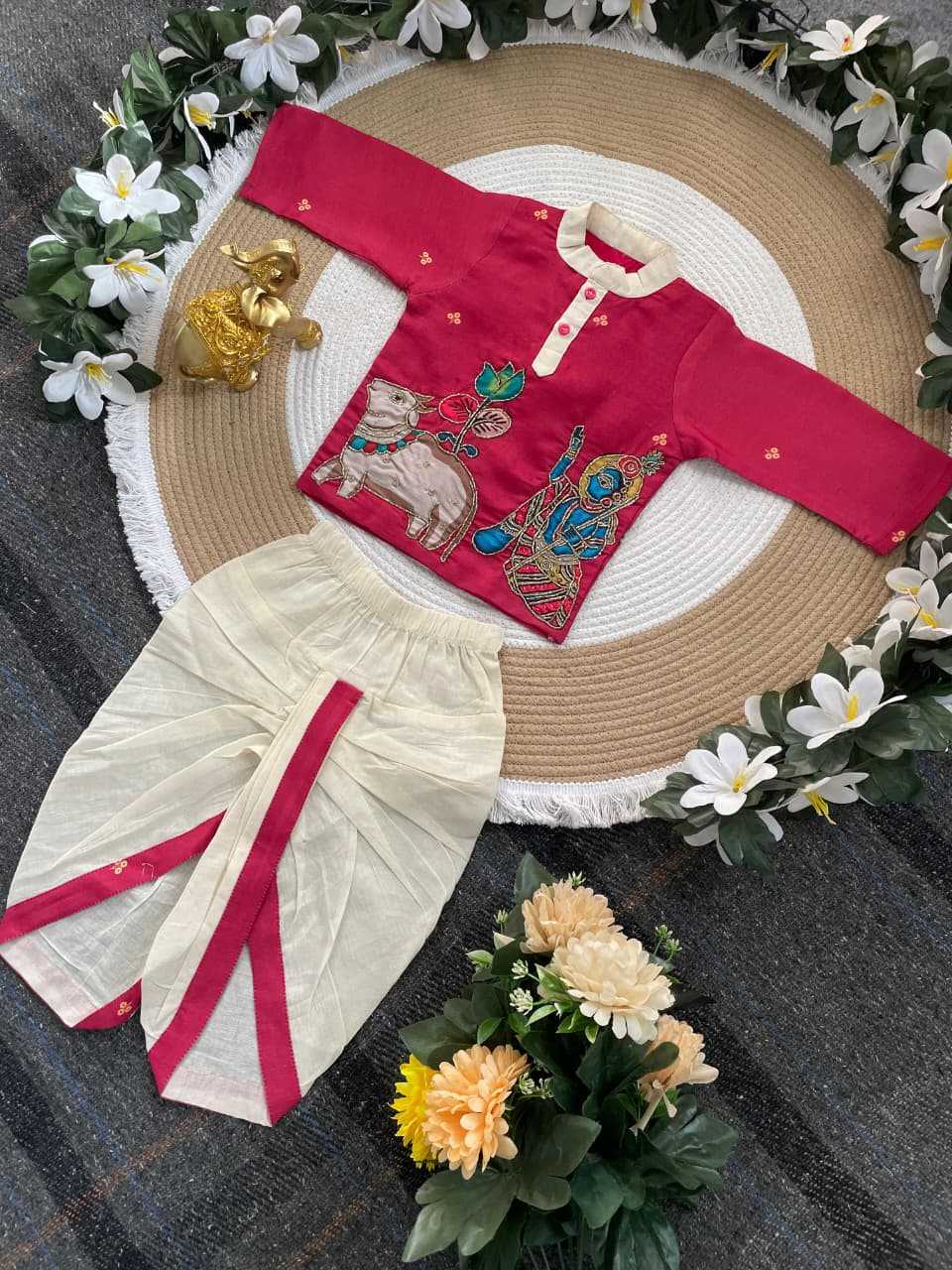 Ynf Fancy KESH505 Kalamkari Kids Wear Wholesale Kids Dhoti Kurta Kids Ethnic Wear Kids Traditional Outfits Manufacturer- Kids Exports