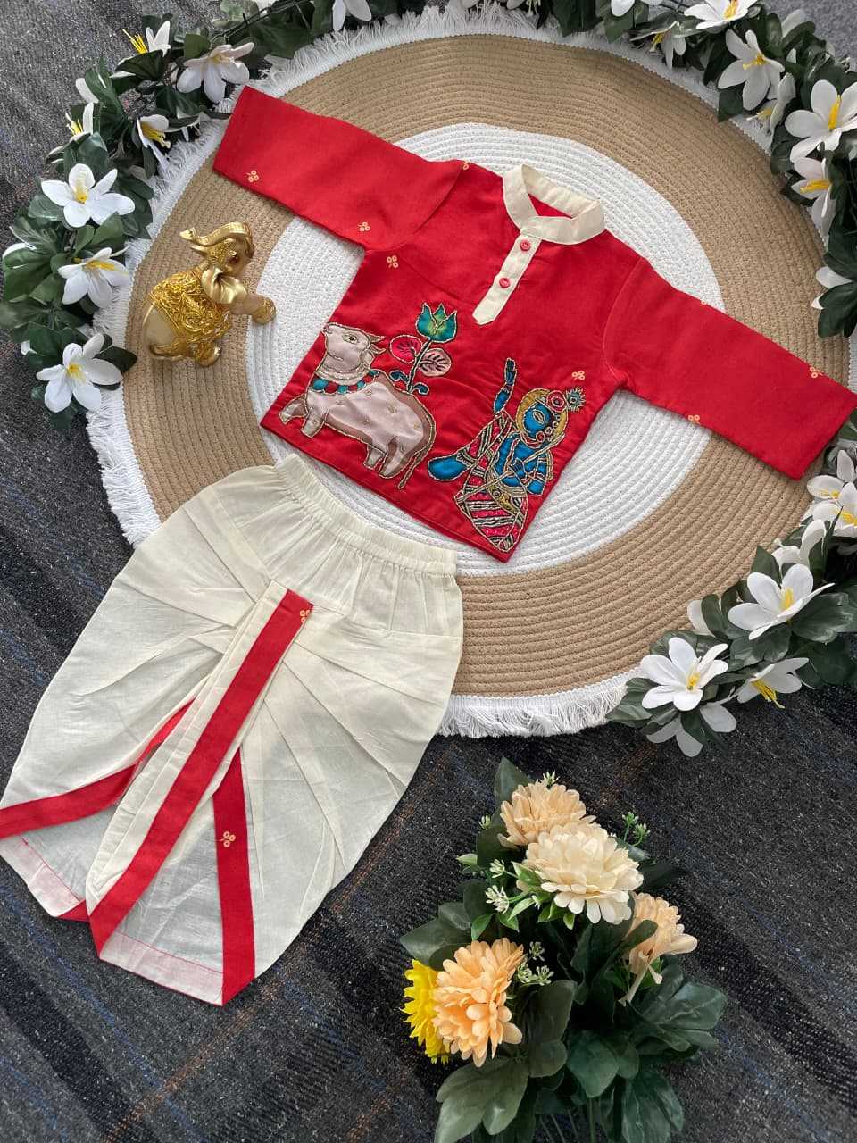 Ynf Fancy KESH505 Kalamkari Kids Wear Wholesale Kids Dhoti Kurta Kids Ethnic Wear Kids Traditional Outfits Manufacturer- Kids Exports