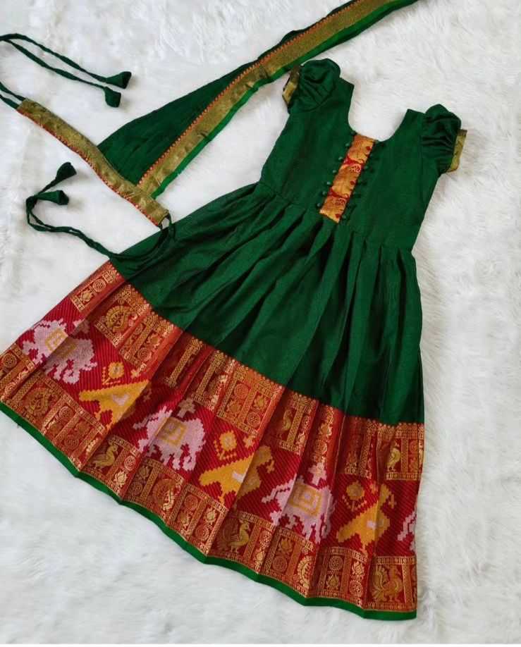 Ynf Fancy RIN235 Kalamkari Kids Wear Wholesale Kids Gown Kids Designer Frock Kids Festive Wear Manufacturer- Kids Exports