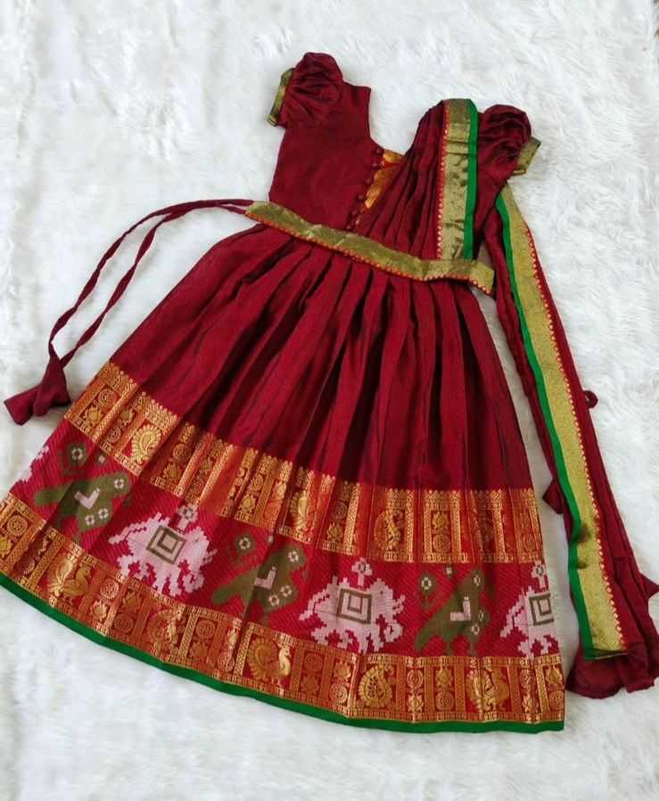 Ynf Fancy RIN235 Kalamkari Kids Wear Wholesale Kids Gown Kids Designer Frock Kids Festive Wear Manufacturer- Kids Exports