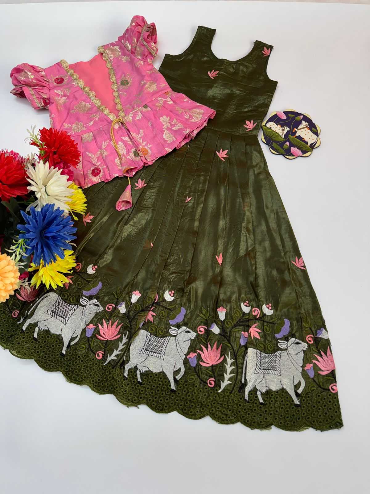 Ynf Fancy RIN235 nylon Dola Kids Wear Wholesale Kids Gown Kids Designer Frock Kids Festive Wear Manufacturer- Kids Exports