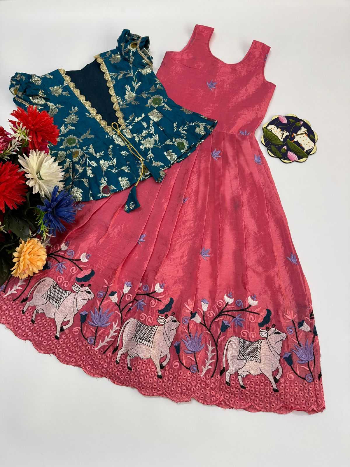 Ynf Fancy RIN235 nylon Dola Kids Wear Wholesale Kids Gown Kids Designer Frock Kids Festive Wear Manufacturer- Kids Exports