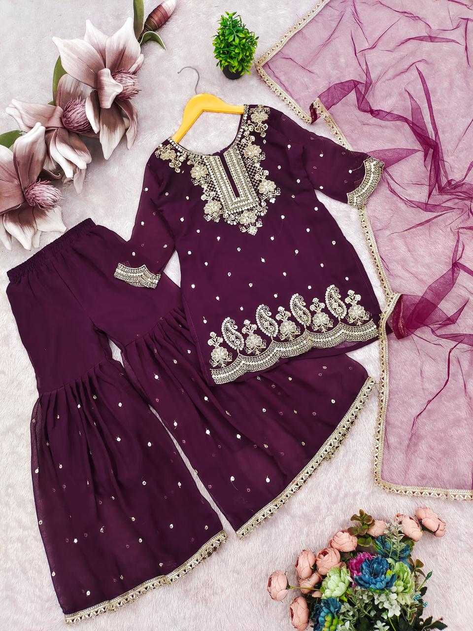 Ynf Faux Georgette RIN235 Siqwons Kids Wear Wholesale Kids Top & Pant Kids Ethnic Wear Kids Party Wear Ethnic Manufacturer- Kids Exports