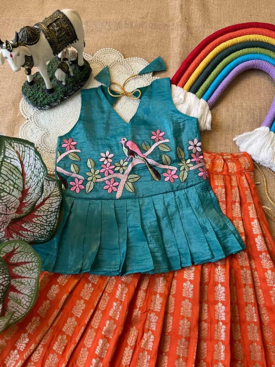 Ynf Georgette RIN235 Gold crush Kids Wear Wholesale Kids Lehenga Embroidered Frock Kids Ethnic Wear Manufacturer- Kids Exports