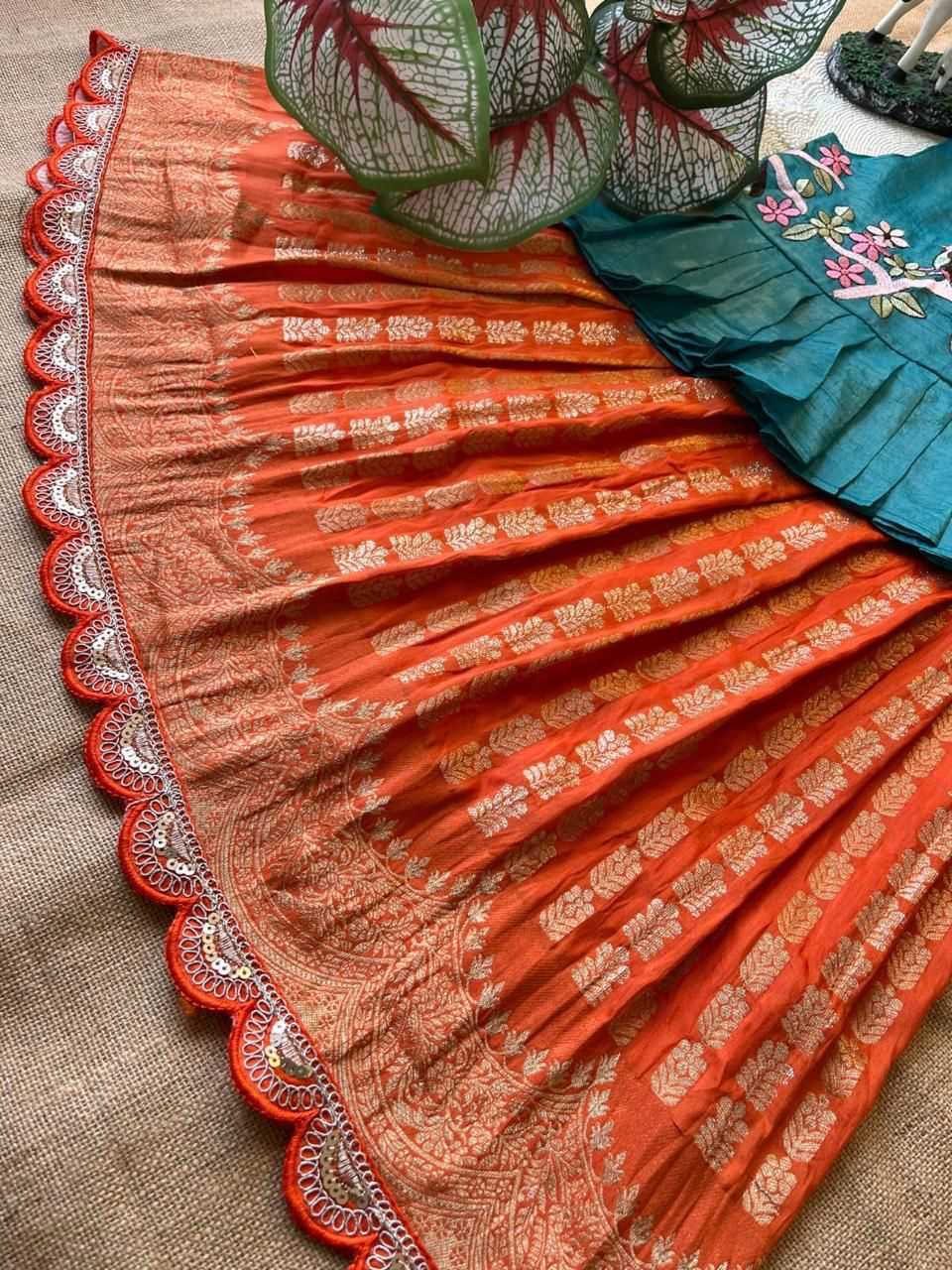 Ynf Georgette RIN235 Gold crush Kids Wear Wholesale Kids Lehenga Embroidered Frock Kids Ethnic Wear Manufacturer- Kids Exports