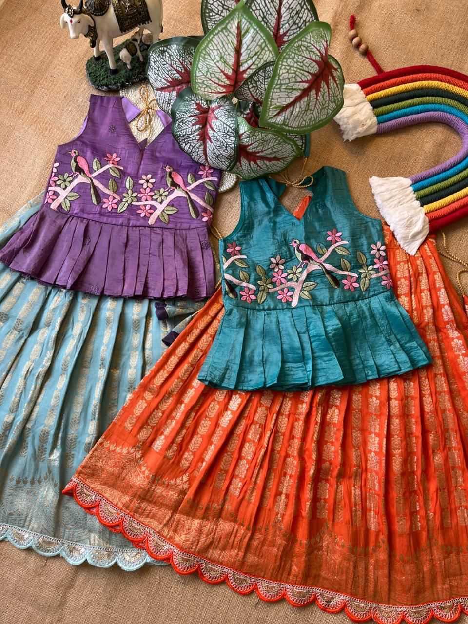 Ynf Georgette RIN235 Gold crush Kids Wear Wholesale Kids Lehenga Embroidered Frock Kids Ethnic Wear Manufacturer- Kids Exports