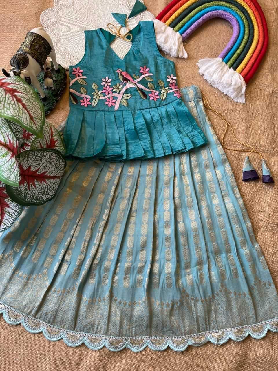 Ynf Georgette RIN235 Gold crush Kids Wear Wholesale Kids Lehenga Embroidered Frock Kids Ethnic Wear Manufacturer- Kids Exports