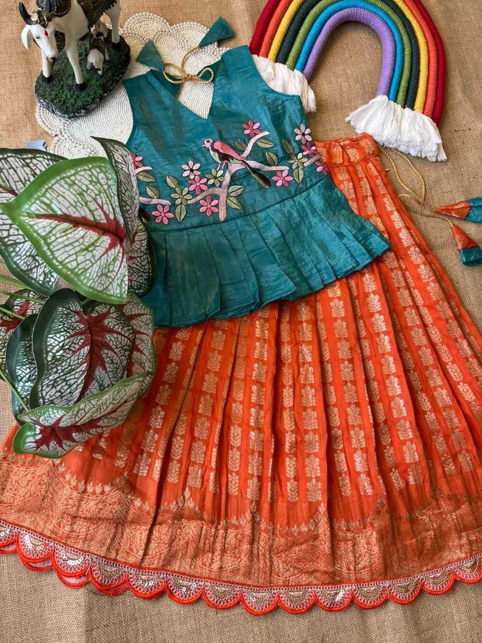 Ynf Georgette RIN235 Gold crush Kids Wear Wholesale Kids Lehenga Embroidered Frock Kids Ethnic Wear Manufacturer- Kids Exports