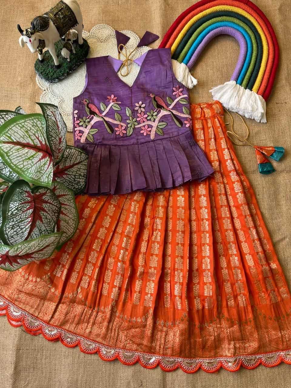 Ynf Georgette RIN235 Gold crush Kids Wear Wholesale Kids Lehenga Embroidered Frock Kids Ethnic Wear Manufacturer- Kids Exports