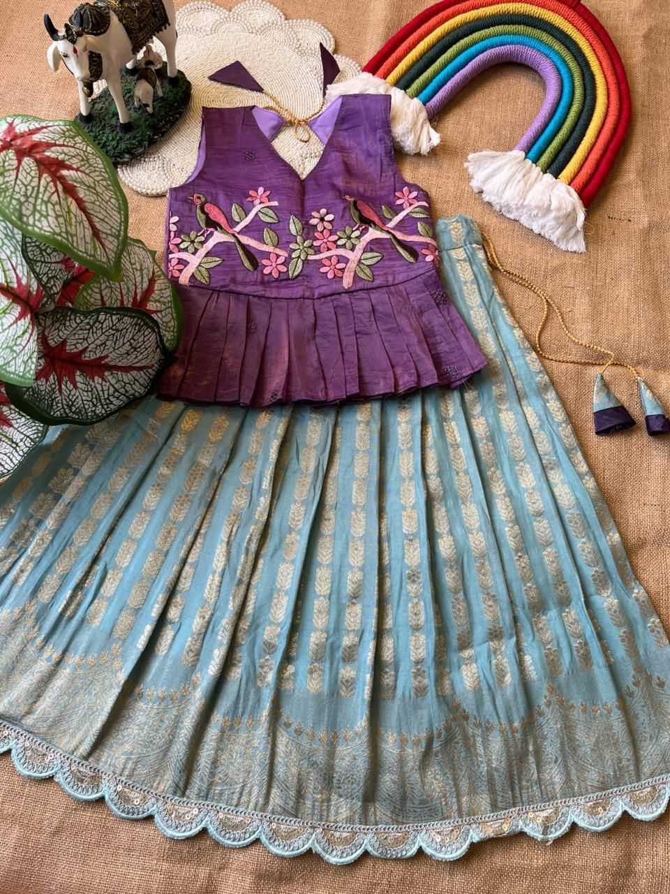 Ynf Georgette RIN235 Gold crush Kids Wear Wholesale Kids Lehenga Embroidered Frock Kids Ethnic Wear Manufacturer- Kids Exports