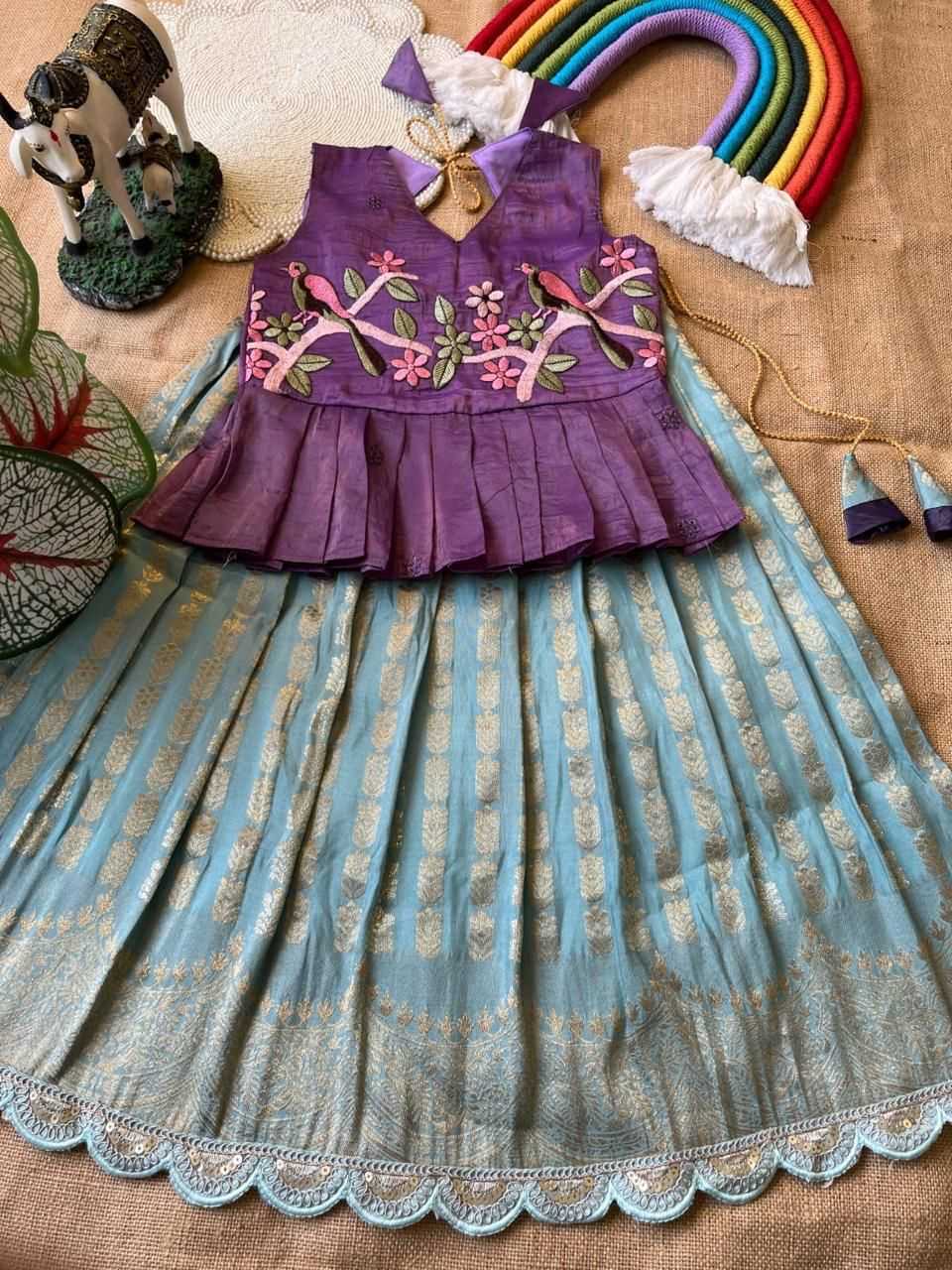 Ynf Georgette RIN235 Gold crush Kids Wear Wholesale Kids Lehenga Embroidered Frock Kids Ethnic Wear Manufacturer- Kids Exports