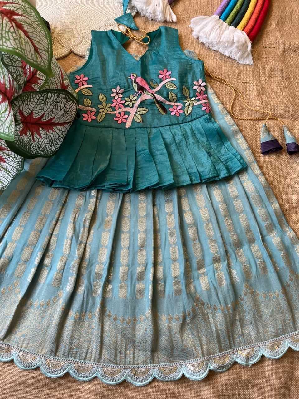 Ynf Georgette RIN235 Gold crush Kids Wear Wholesale Kids Lehenga Embroidered Frock Kids Ethnic Wear Manufacturer- Kids Exports