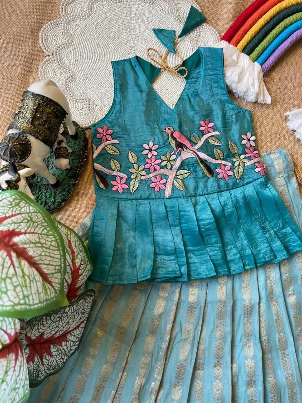 Ynf Georgette RIN235 Gold crush Kids Wear Wholesale Kids Lehenga Embroidered Frock Kids Ethnic Wear Manufacturer- Kids Exports