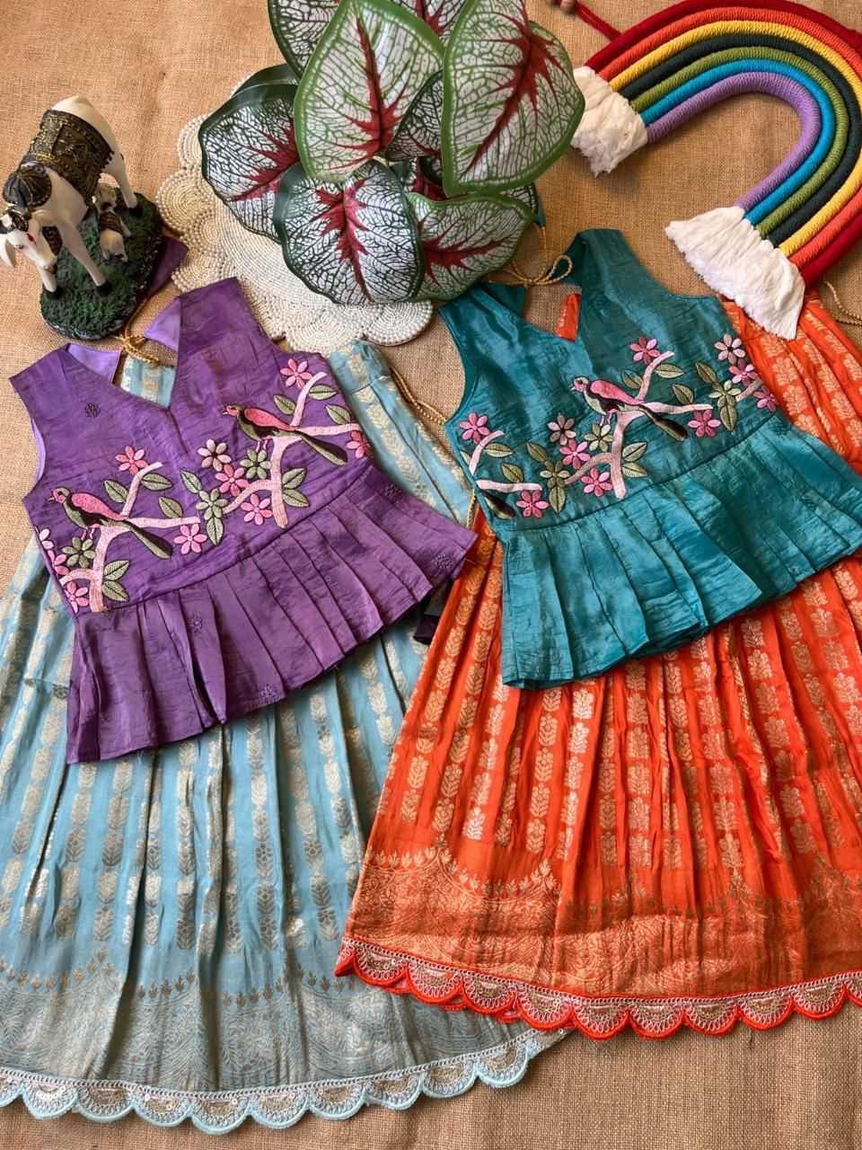 Ynf Georgette RIN235 Gold crush Kids Wear Wholesale Kids Lehenga Embroidered Frock Kids Ethnic Wear Manufacturer- Kids Exports