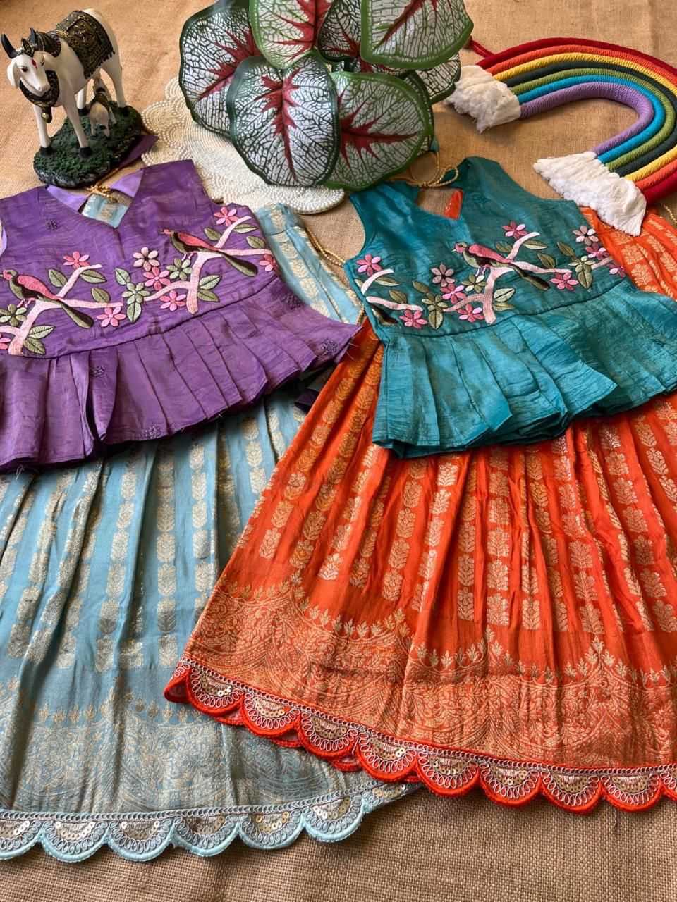 Ynf Georgette RIN235 Gold crush Kids Wear Wholesale Kids Lehenga Embroidered Frock Kids Ethnic Wear Manufacturer- Kids Exports