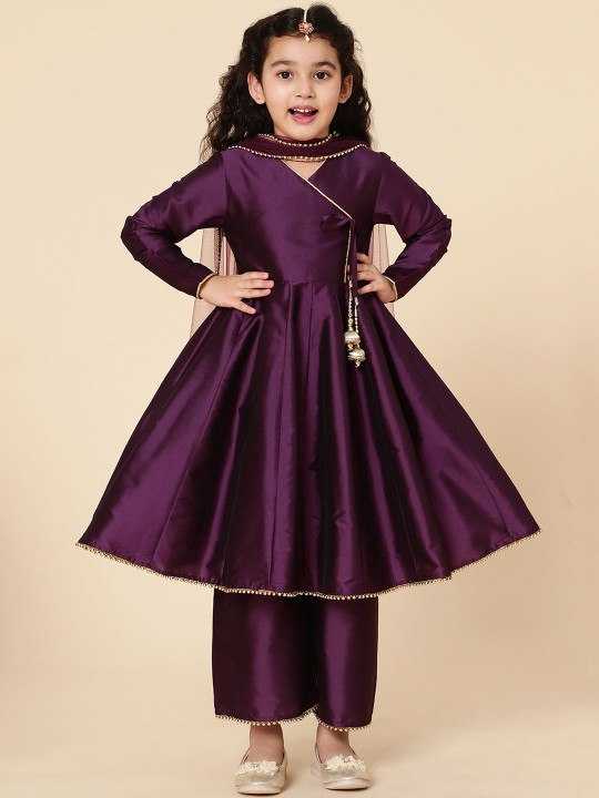 Ynf Heavy Silk KESH642 069 Kids Wear Wholesale Embroidered Frock Kids Traditional Outfits Kids Party Wear Ethnic Manufacturer- Kids Exports