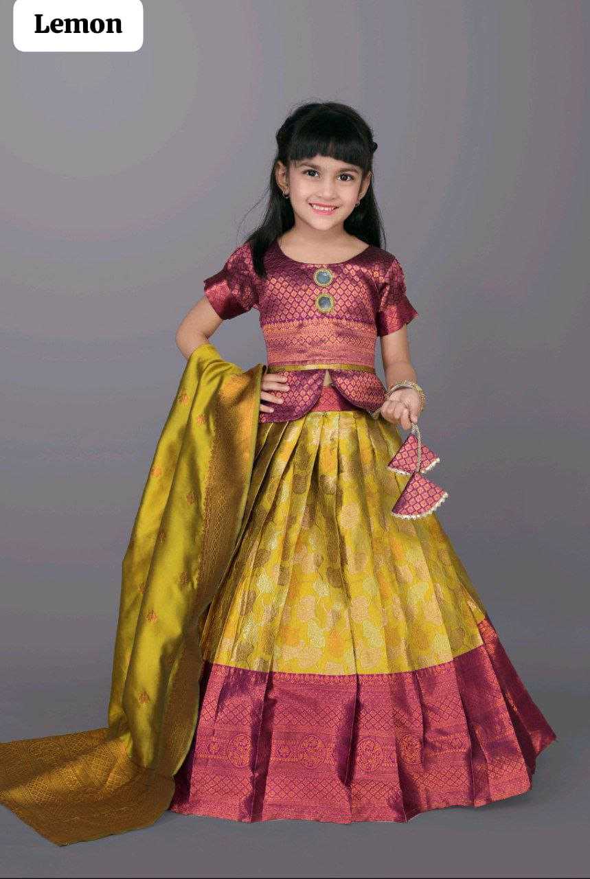 Ynf Jacquard KESH461 17 Kids Wear Wholesale Kids Designer Frock Kids Traditional Outfits Kids Lehenga Choli Manufacturer- Kids Exports