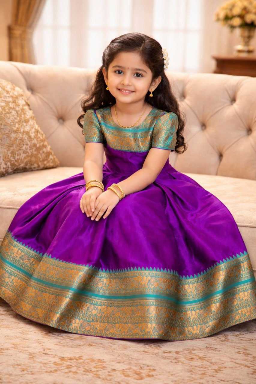 Ynf Lichi Silk KESH642 065 Kids Wear Wholesale Kids Gown Girls Ethnic Wear Kids Party Wear Ethnic Manufacturer- Kids Exports