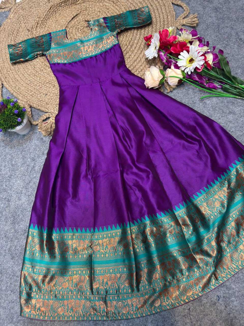 Ynf Lichi Silk KESH642 065 Kids Wear Wholesale Kids Gown Girls Ethnic Wear Kids Party Wear Ethnic Manufacturer- Kids Exports