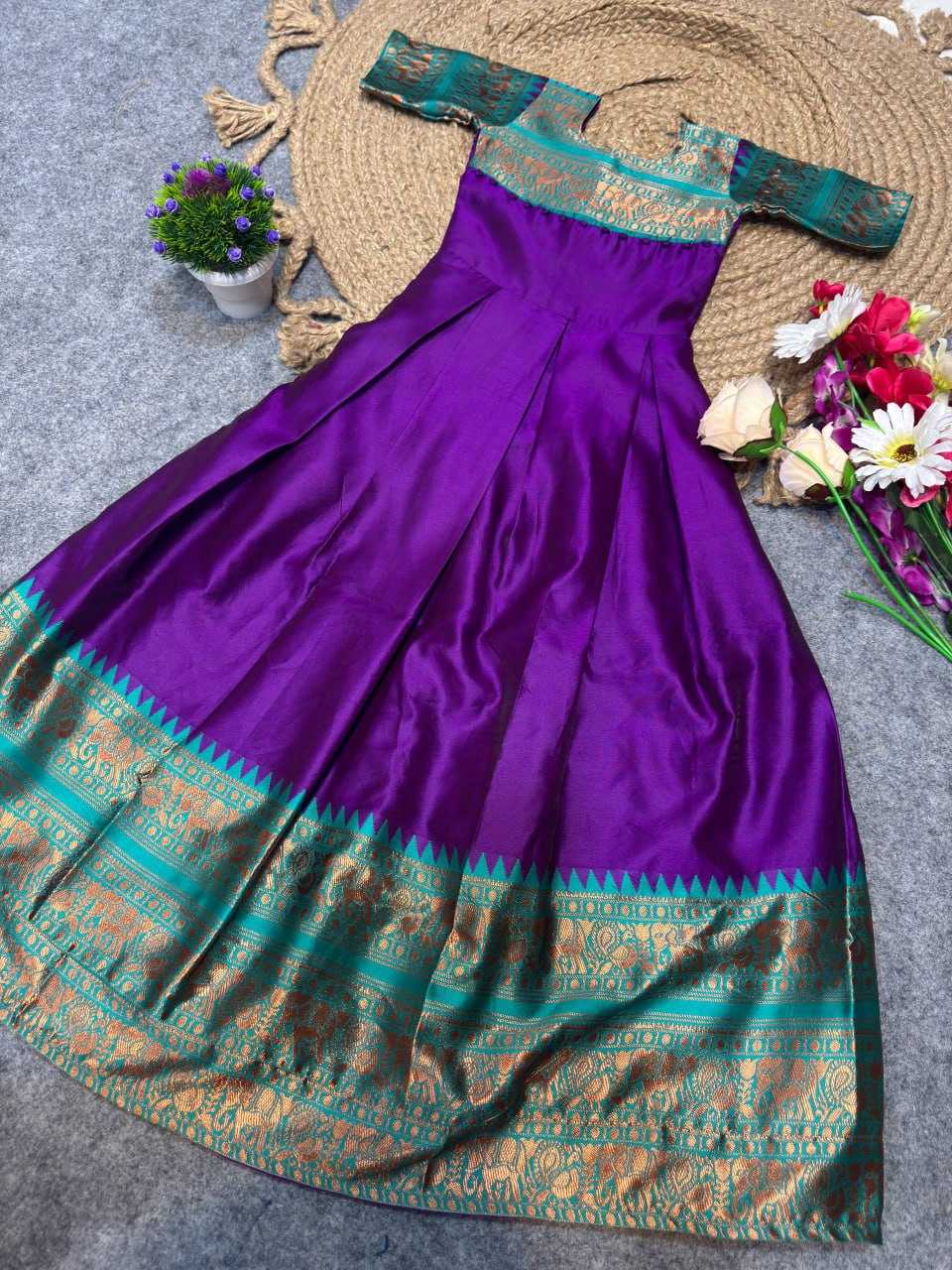 Ynf Lichi Silk KESH642 065 Kids Wear Wholesale Kids Gown Girls Ethnic Wear Kids Party Wear Ethnic Manufacturer- Kids Exports